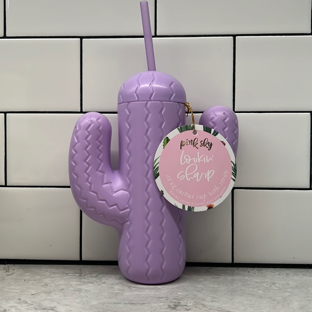 Pink Sky Cactus Cup w/ straw